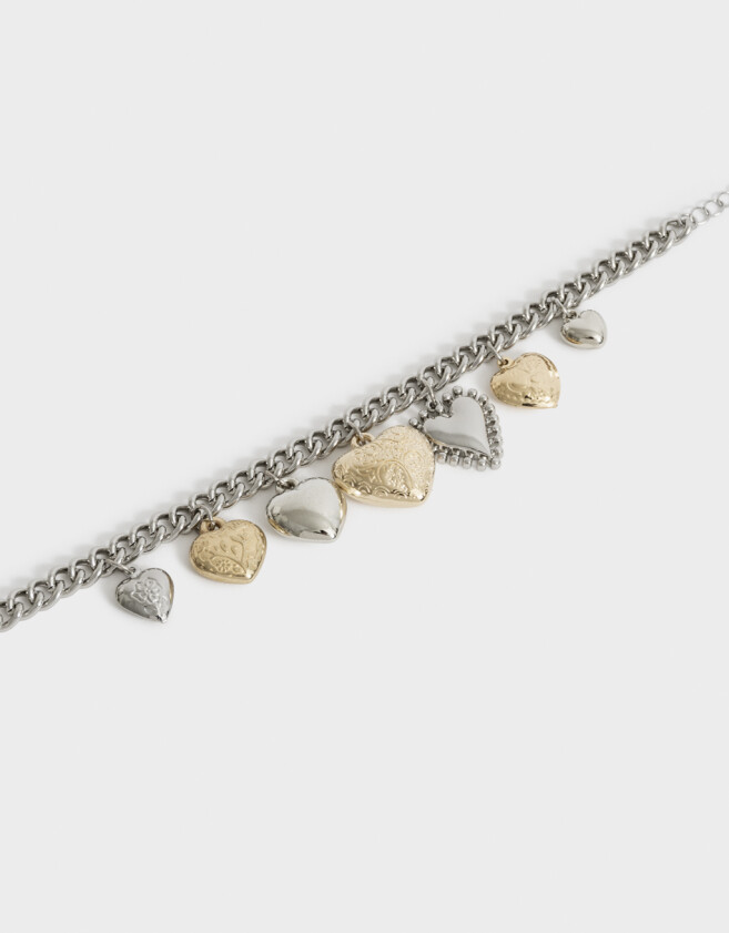 Pulseras Flexibles Con corazón Pulsera Multidijes Corazones - Combinacion Bicolor