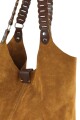 Tote bag de cuero con gamuza Tostado