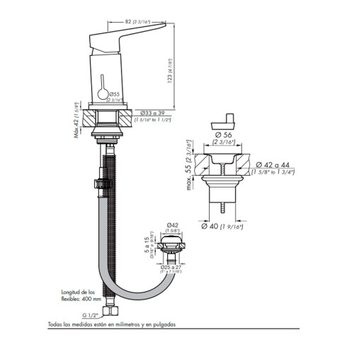 Griferia De Bidet Monocomando Linea Zoe Fv C/Desague Cromo 000