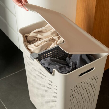CESTO ROPA DOBLE PLASTICO NATURAL-BEIGE CFW2000