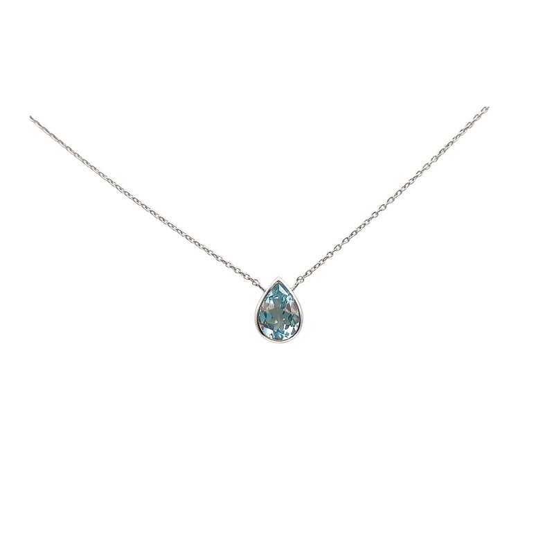 Conjunto Lágrima- Plata rodinada 925-Piedra Aguamarina-CJ2024 conpiedra