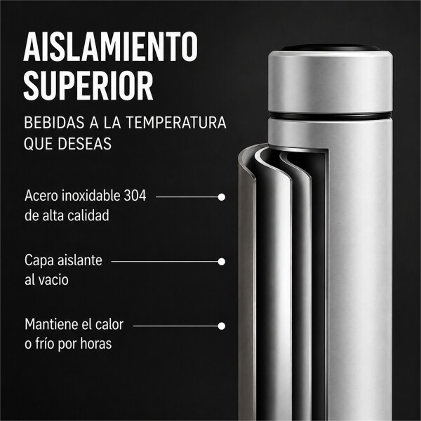 Botella Térmica Acero Inox Termo Táctil Sensor Temperatura PLATEADO