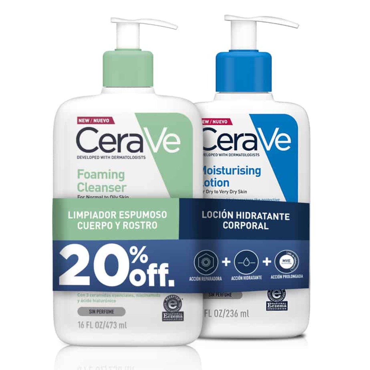 Cerave Pack Crema Limpiadora 236ml. + Hidratante 236ml. 