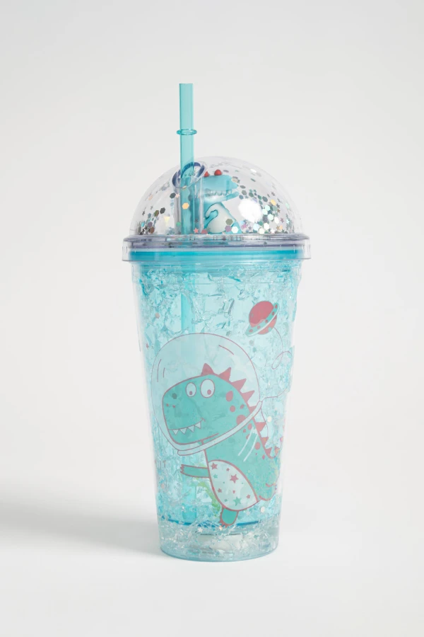 Vaso con luces 450 ml Dinosaurio