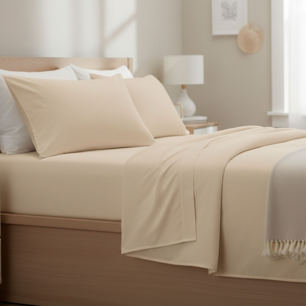 Juego de Sabanas Super King 200 Hilos - Pilar Beige Beige