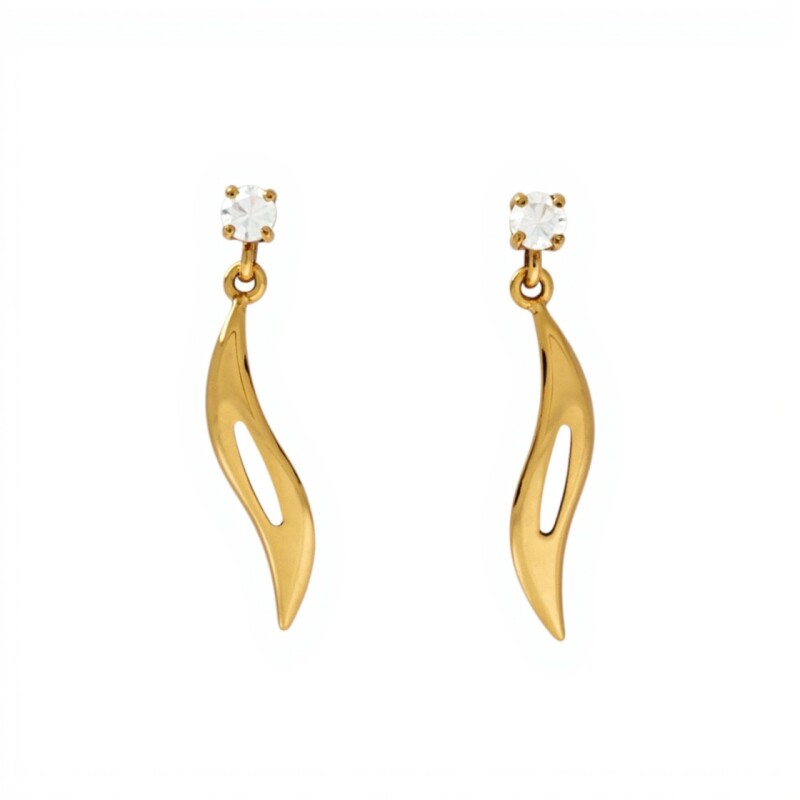 Caravanas Colgante oro - Oro bajo - Zirconia - CA8066 conpiedra