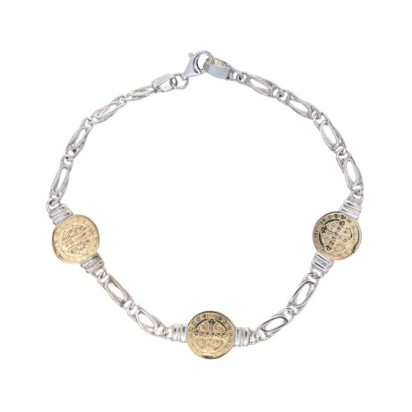 Pulsera de plata 925 y double en oro 18 ktes, SAN BENITO. Pulsera de plata 925 y double en oro 18 ktes, SAN BENITO.