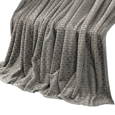 Manta Frazada Polar 1 Plaza Cuadrillé Suave Cálida Cama Sofá Gris