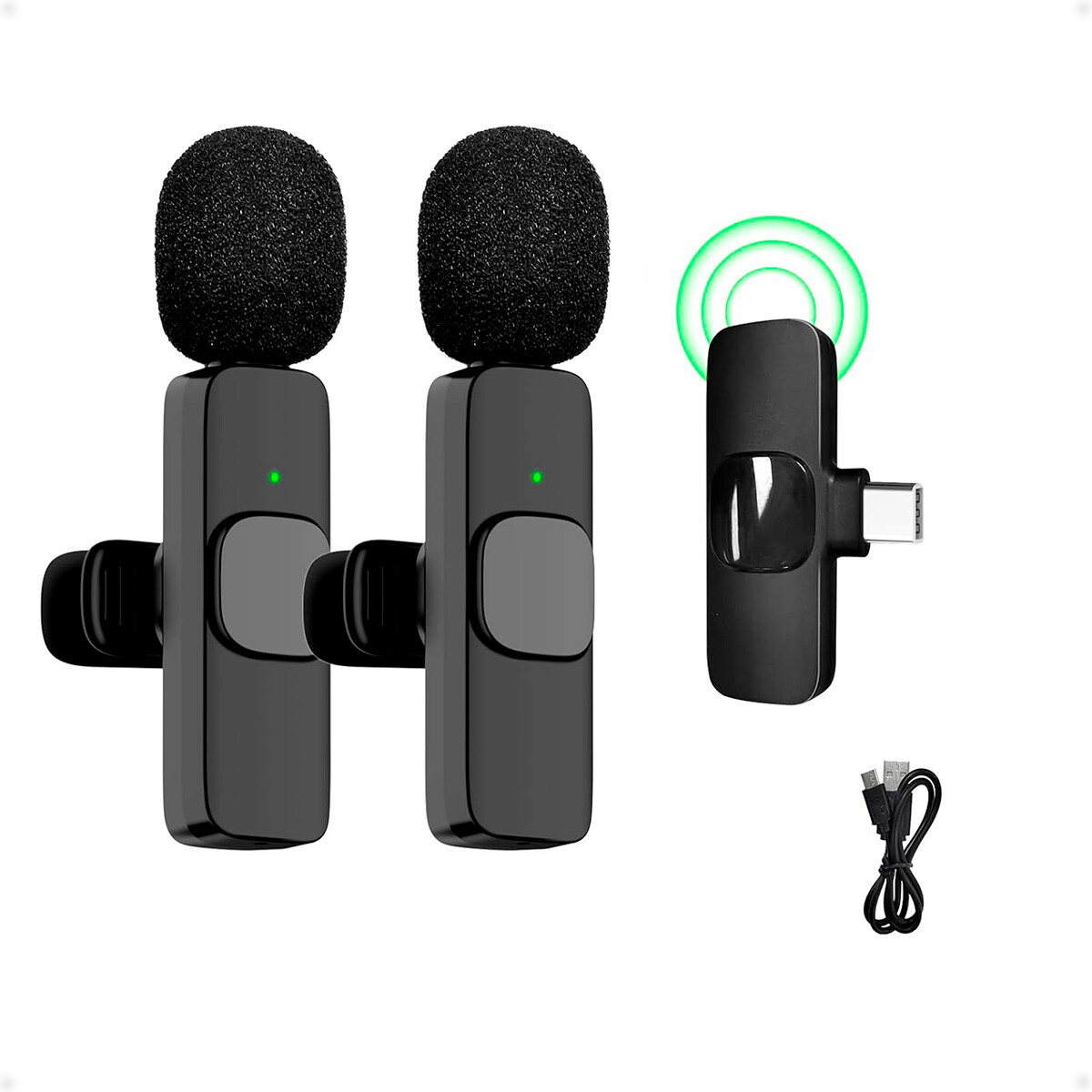 Micrófono De Solapa Inalámbrico Doble Para Android 