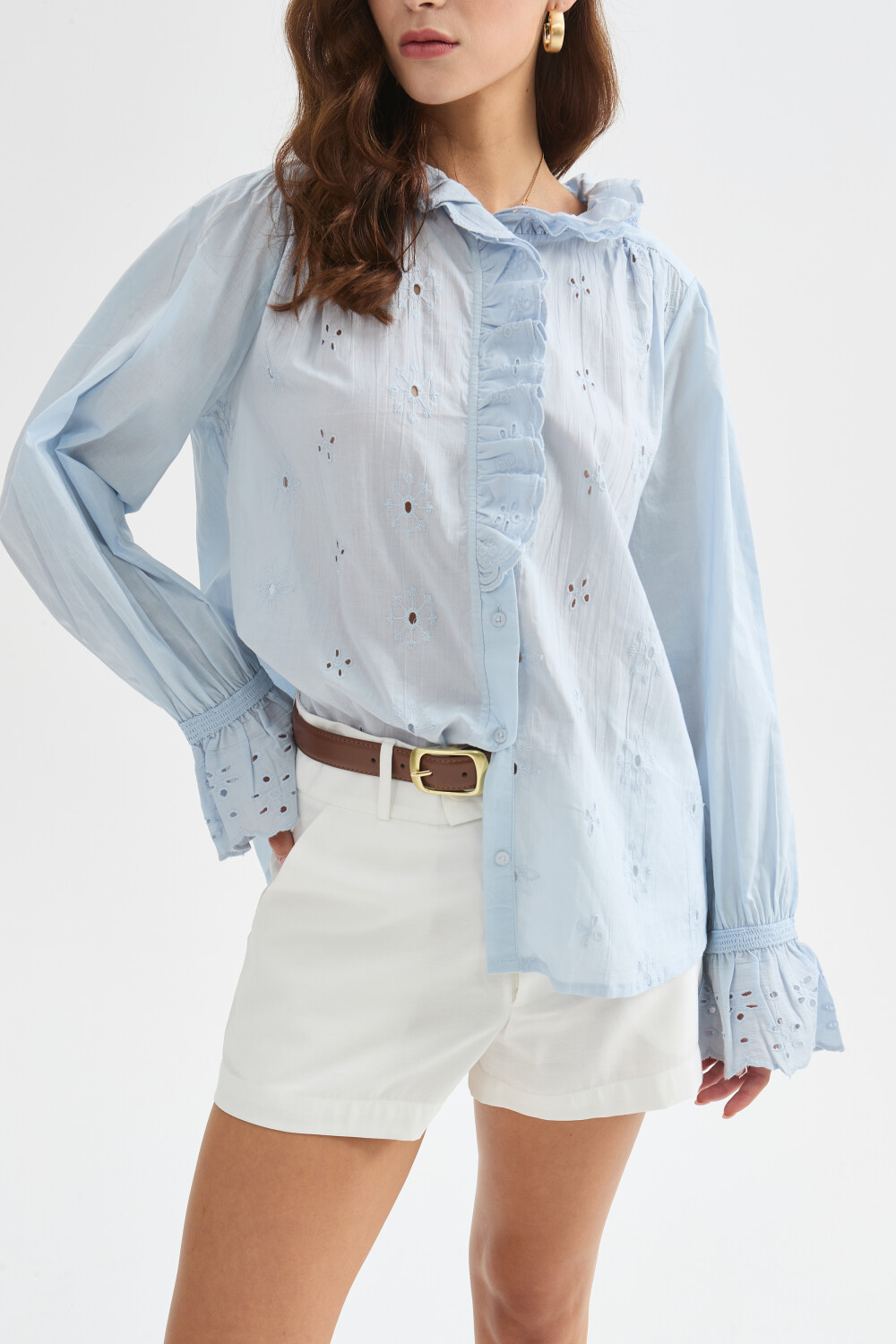 Camisa Jiardin Celeste Claro
