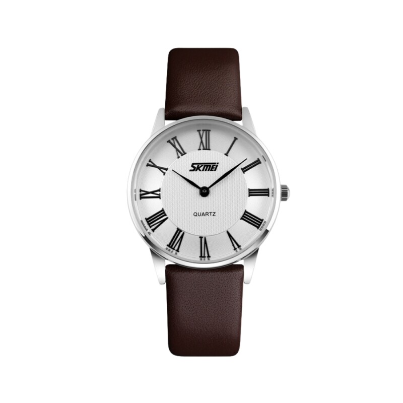 Reloj Skmei 9092WTBN-S analógico en acero plateado con correa marrón y esfera blanca (caja delicada 31 mm) Reloj Skmei 9092wtbn-s Analógico En Acero Plateado Con Correa Marrón Y Esfera Blanca (caja Delicada 31 Mm)