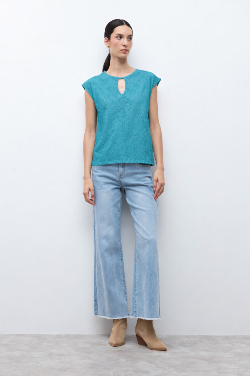 Remera estampada verde petroleo