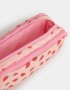 Cartucheras Con compartimentos Cartuchera Estampada Con Tres Compartimentos Y Tiradores De Rubber - Rosa Claro