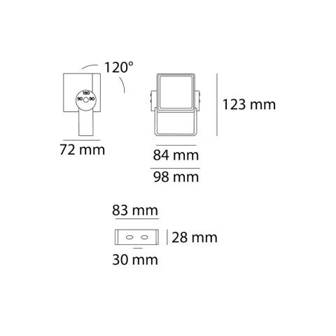 Proyector LED gris orientable IP65 8W 3000K 120° AO1185