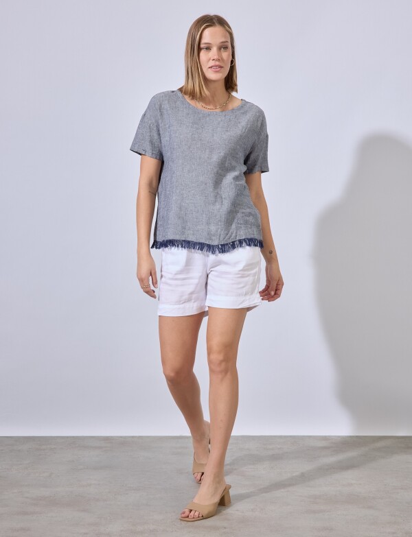 Blusa Lino Flecos GRIS