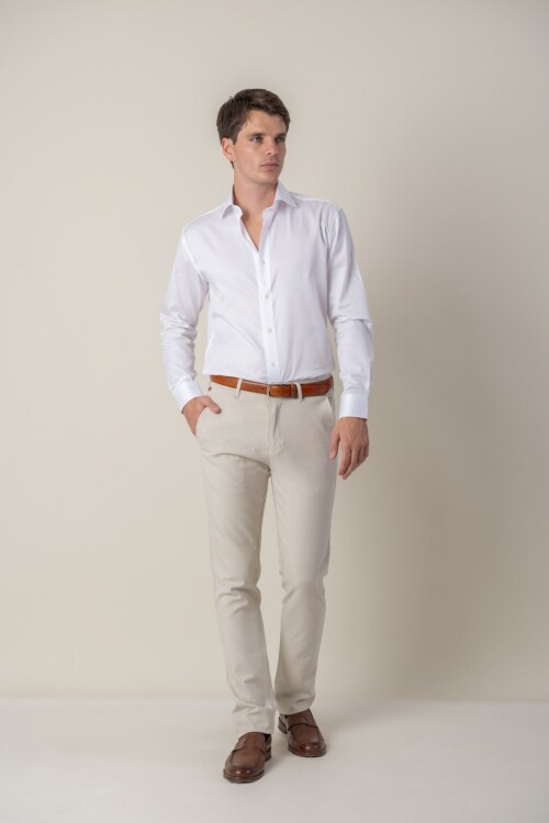 Pantalón de Tencel Classic Fit Hielo