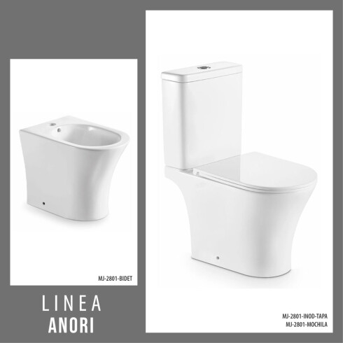 Juego De Inodoro Con Tapa Descarga Con Sistema Tornado, Mochila Y Bidet. Eje De Descarga 25 Cms. Linea Anori Marca Aqualia 000