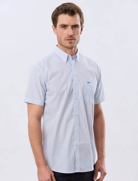 CAMISA RAYADA Celeste