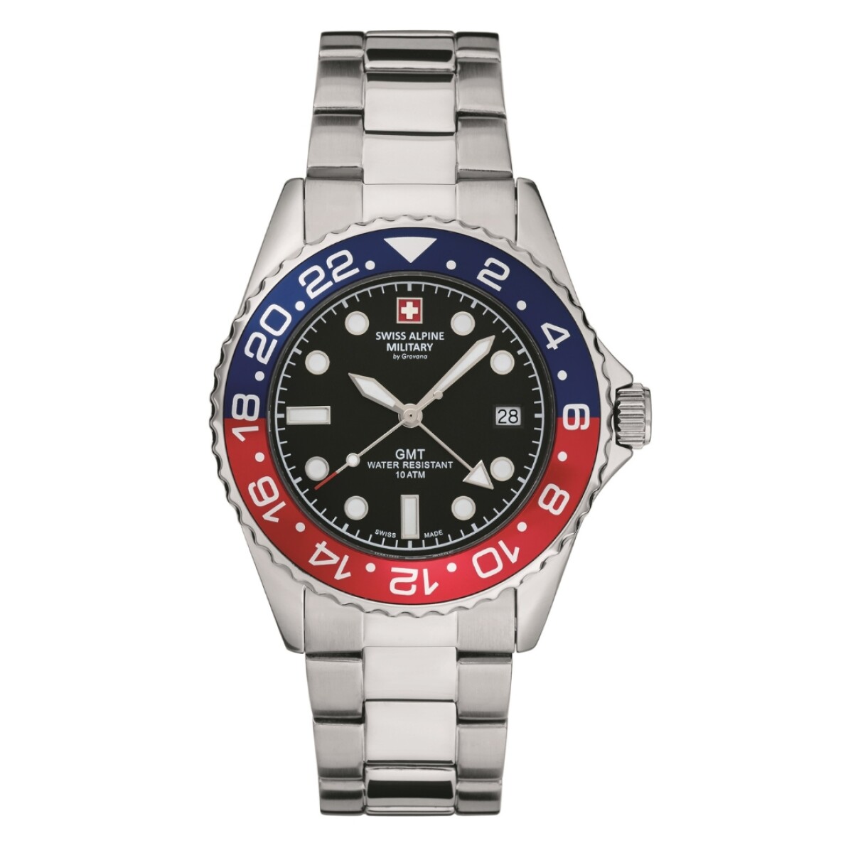Reloj Swiss Alpine Military Master Divers Gmt 7052.1131 Para Hombre Con Correa De Acero 