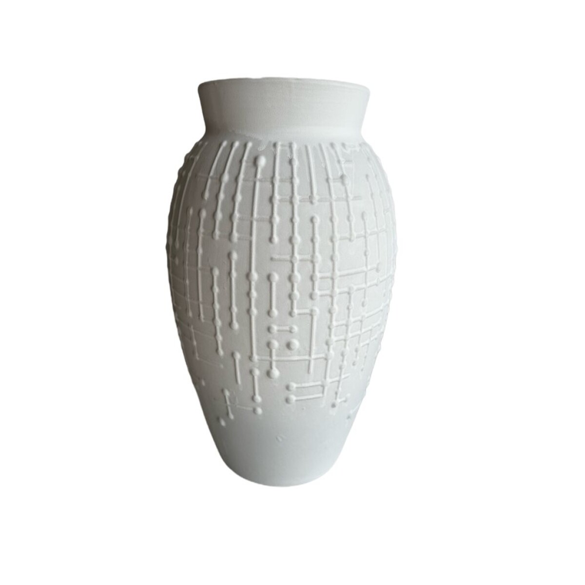 FLORERO CERAMICA D19x33CM PUNTILLO BLANCO 