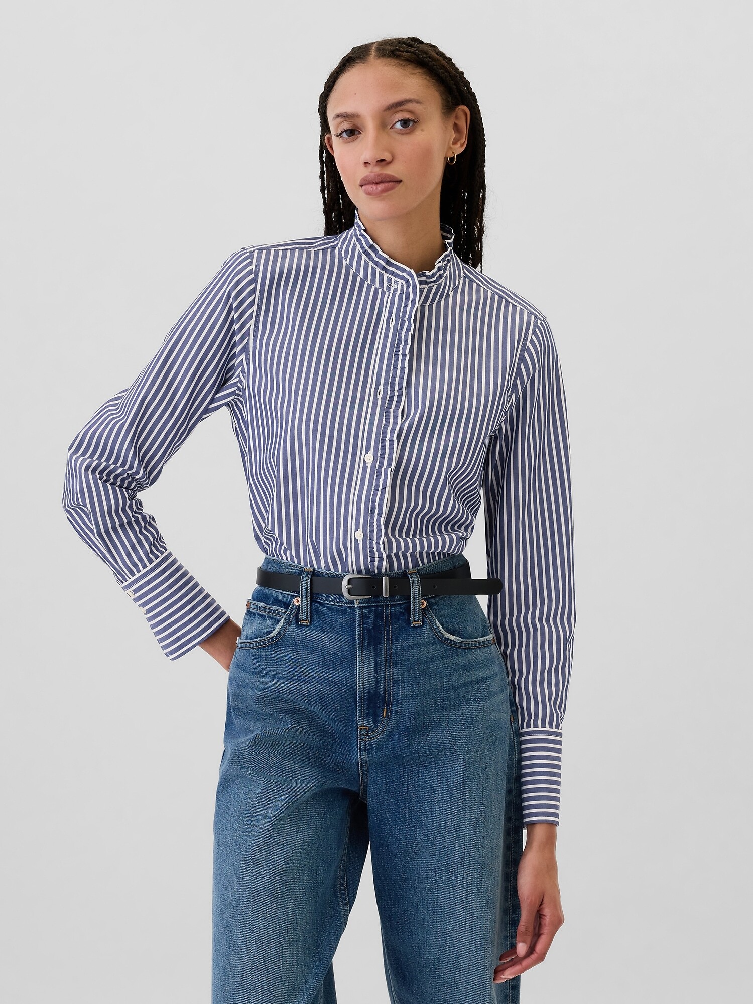 Camisa Con Volados Mujer Blue Stripe GAP Uruguay