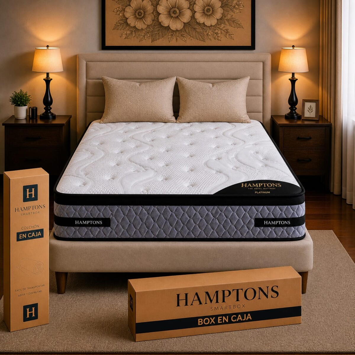 Sommier 2 Plazas Hamptons Platinum - Beige 