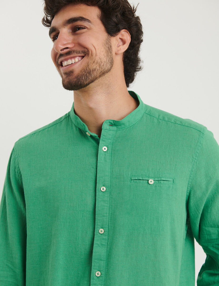 011954 CAMISA HARRINGTON LABEL LINO Verde Medio