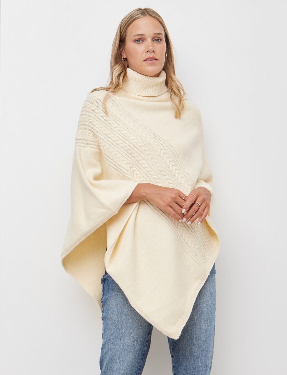 Poncho Trenza - Beige Claro 