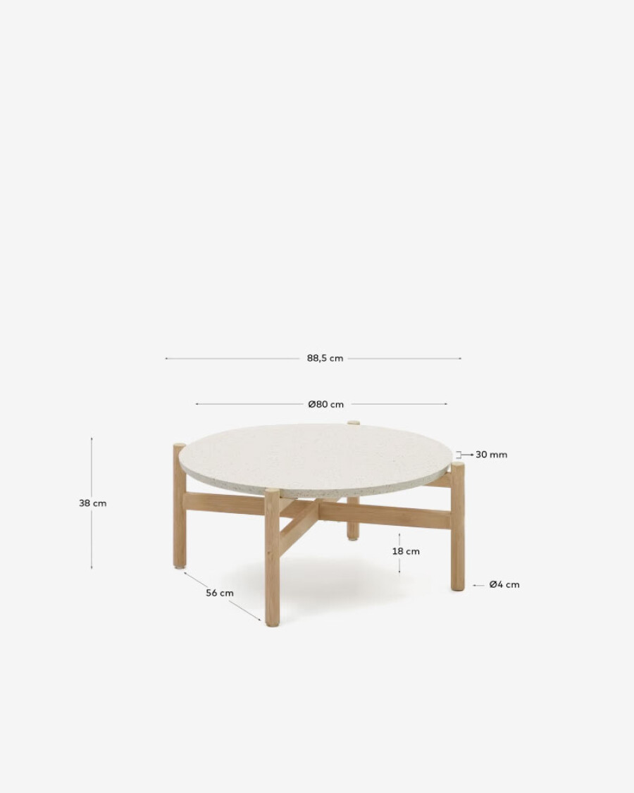 Mesa de centro Pola de cemento y madera maciza de eucalipto Ø 84,4 cm FSC 100% Mesa de centro Pola de cemento y madera maciza de eucalipto Ø 84,4 cm FSC 100%