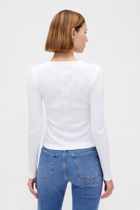 Remera Rib Manga Larga Mujer Fresh White