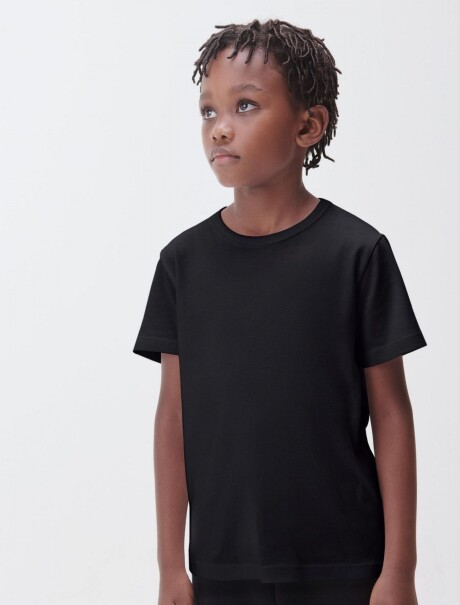 CAMISETA BÁSICA INFANTIL MANGA CORTA NEGRO