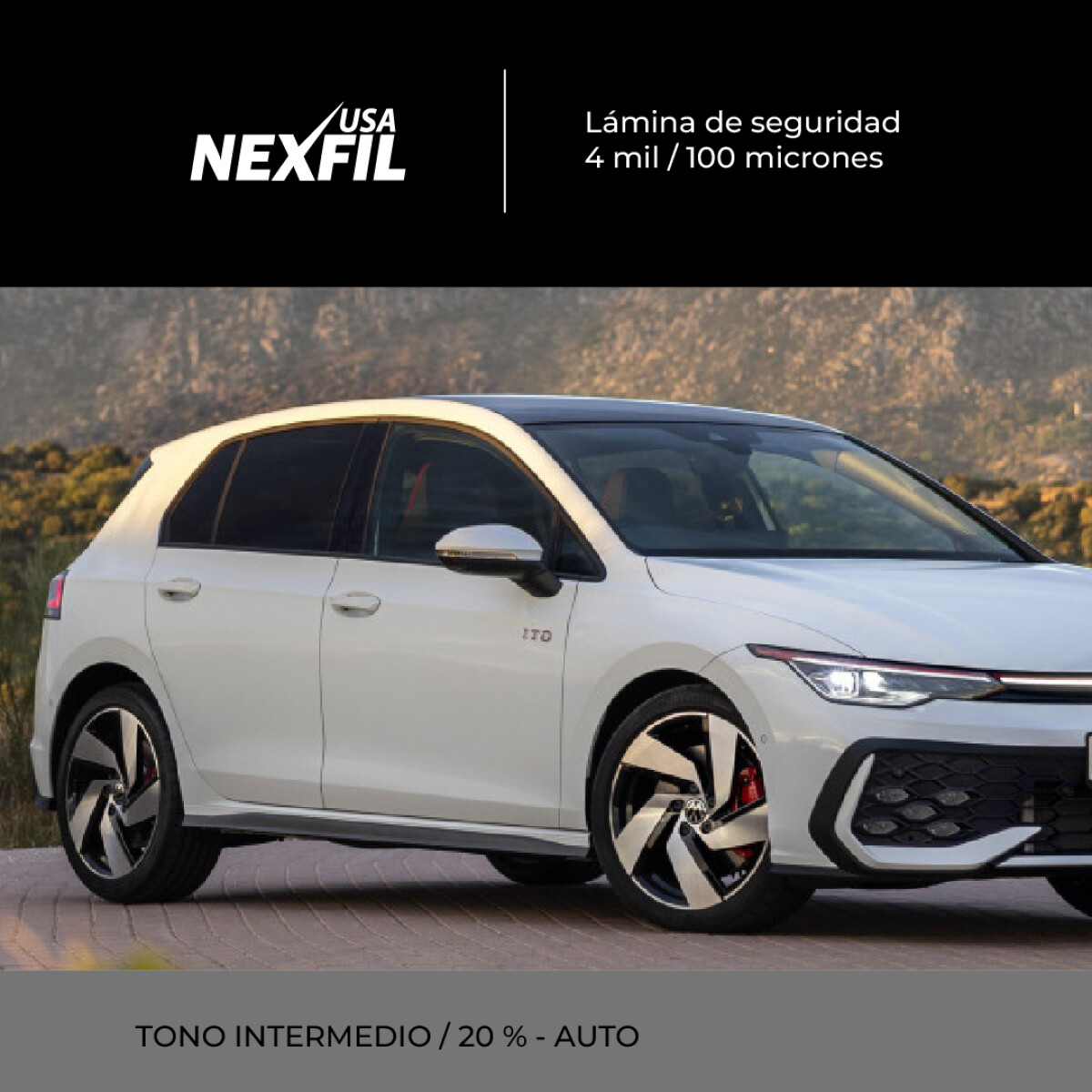 Polarizado Auto. Marca: Nexfil. Tono: Intermedio. 100 Micrones 