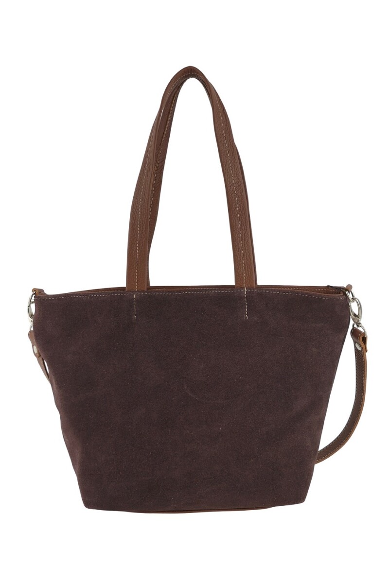 Cartera versátil de cuero y gamuza Chocolate