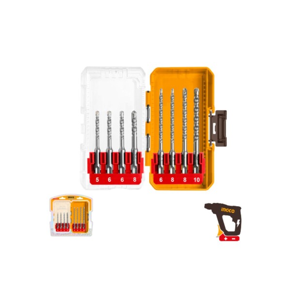 KIT 8PCS MECHAS PARA ROTOMARTILLO SDS PLUS INGCO Kit 8pcs Mechas Para Rotomartillo Sds Plus Ingco