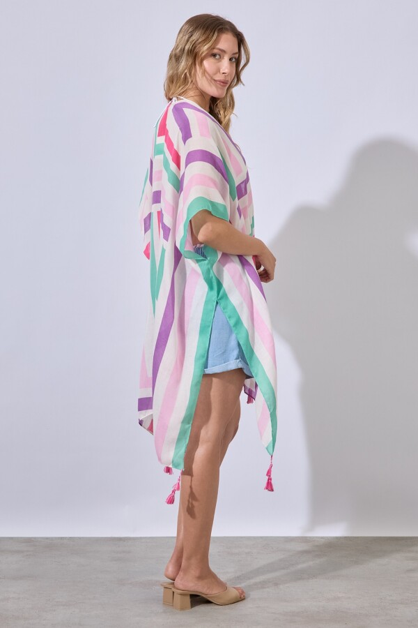 Kimono Lineas MULTI/FUCSIA