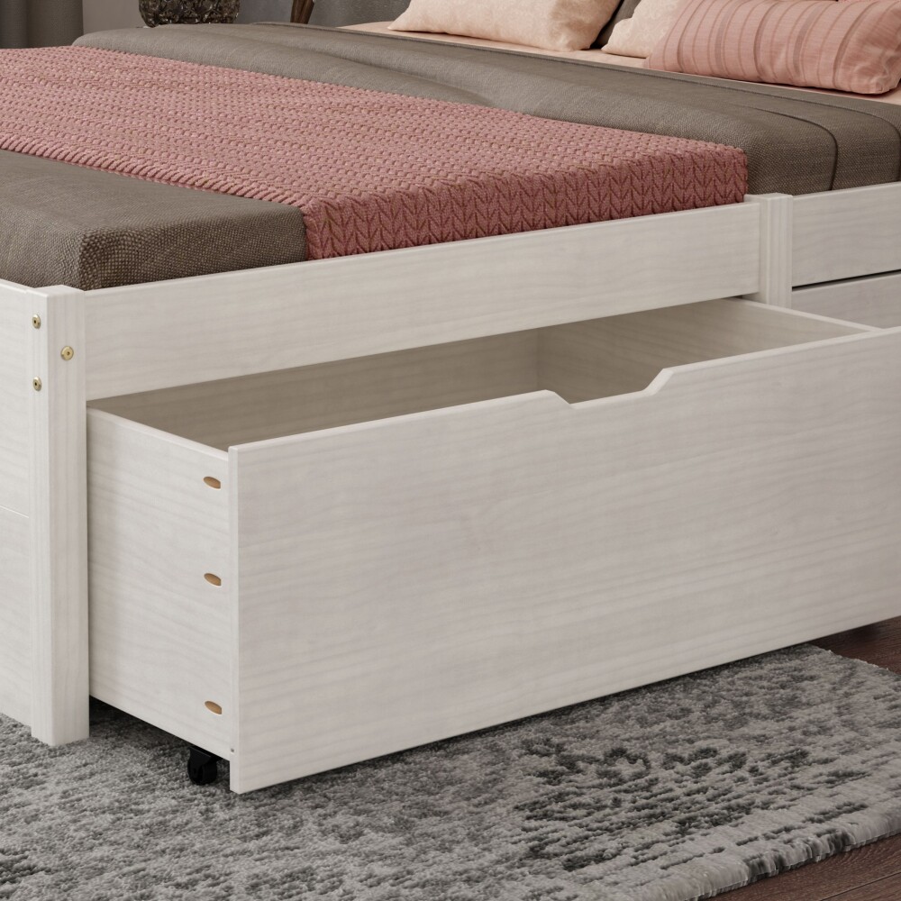 Cama Madera Maciza Con Cajones - 2 plazas - Linea Beauty Blanco