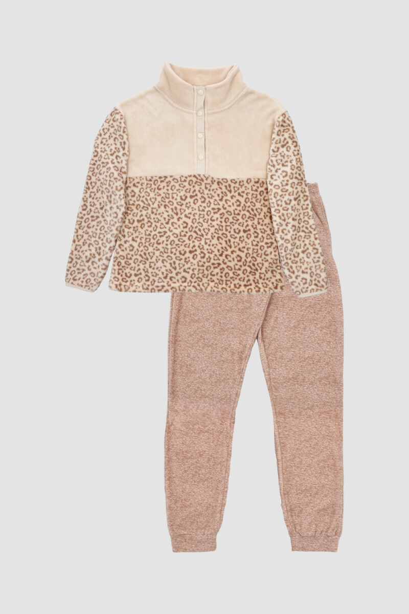 PIJAMA CIERRE LEOPARDO BEIGE