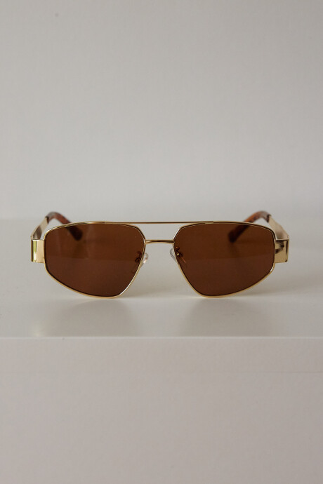 METAL TRIANGLE SUNNIES GOLD/BROWN