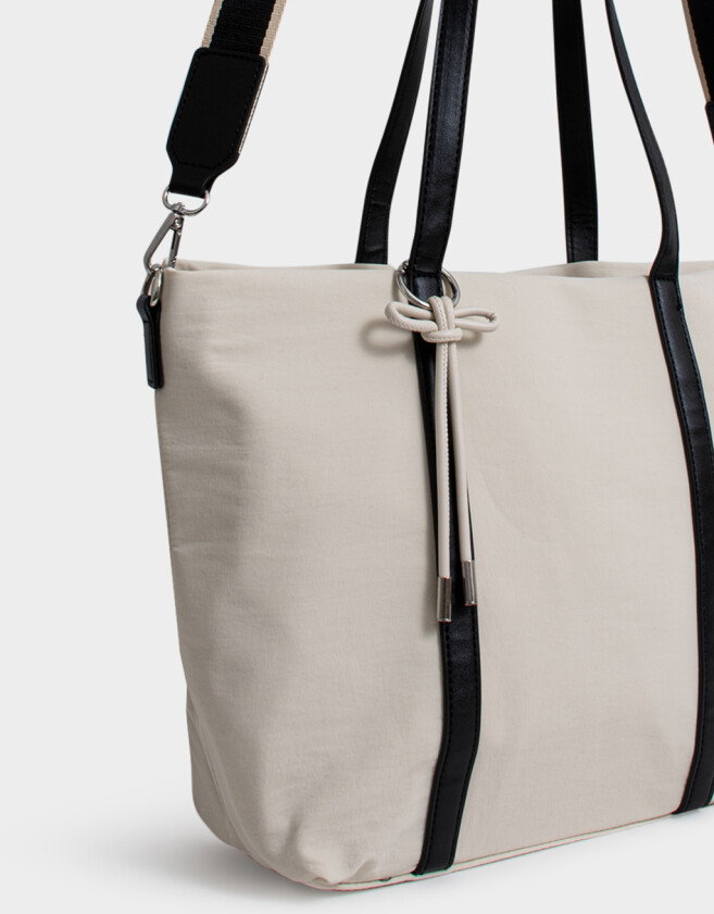 Shopper Clasico Cartera Shopper Con Correa - Blanco Crudo