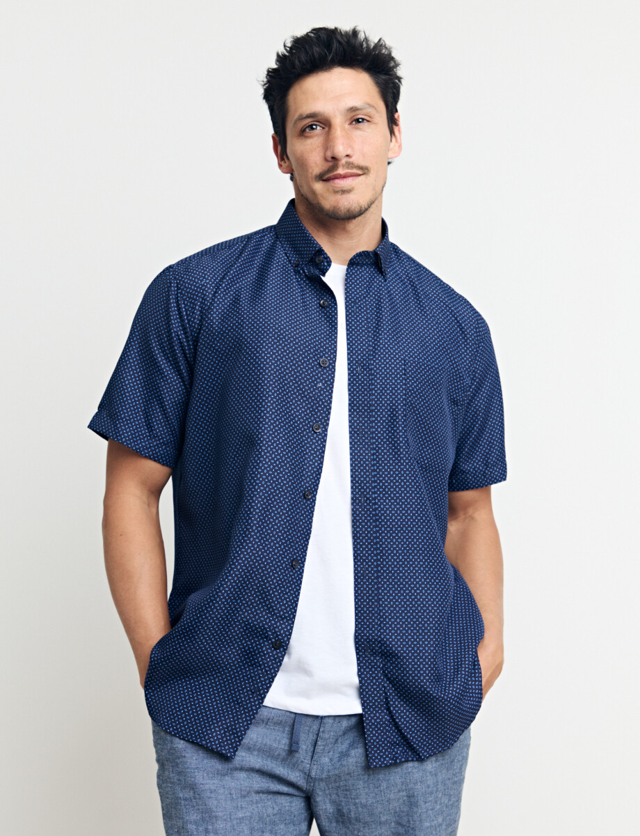 012664 CAMISA HARRINGTON LABEL Azul Osc/piedra