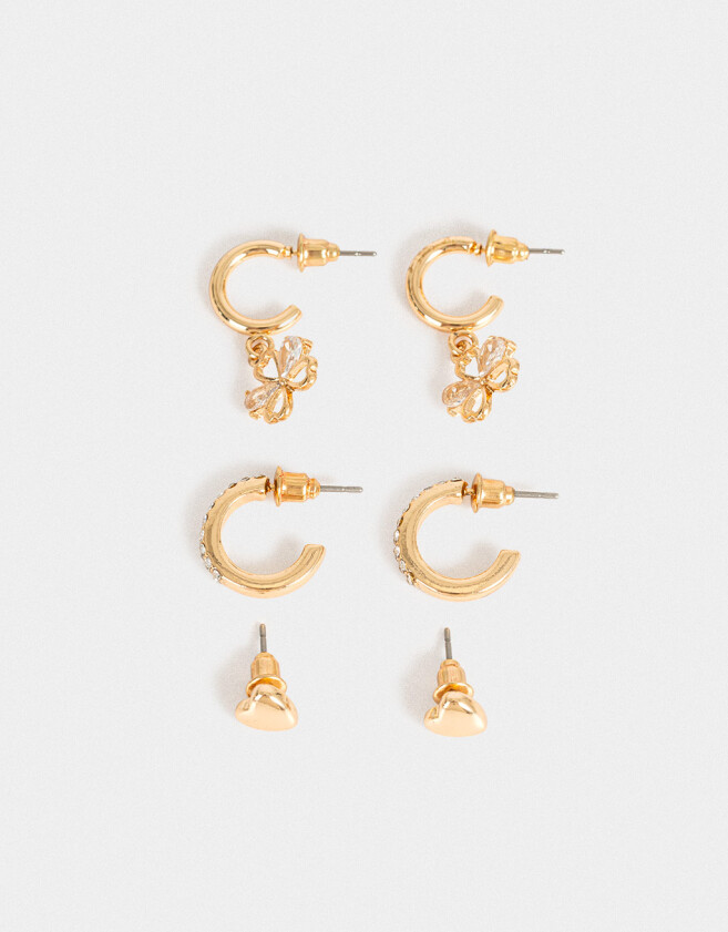 Aros Argollas Set Con flores Set De Aros - Dorado