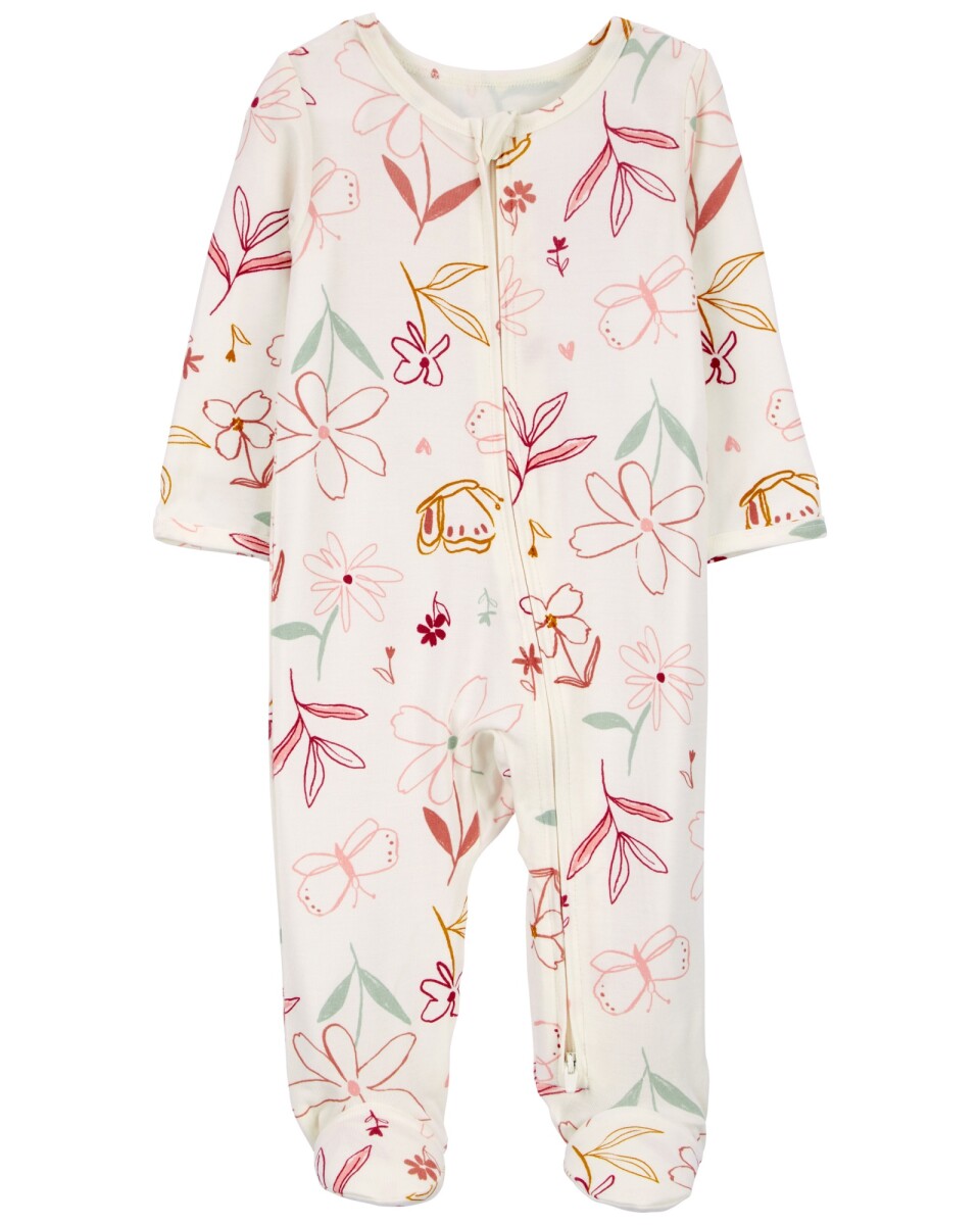 Pijama uno pieza de viscosa Ecovero, con pie, diseño floral, línea Purelysoft 