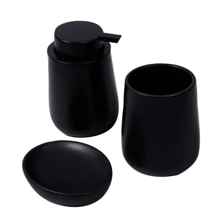 Set X3 De Cerámica Negro Para Baño Set X3 De Cerámica Negro Para Baño