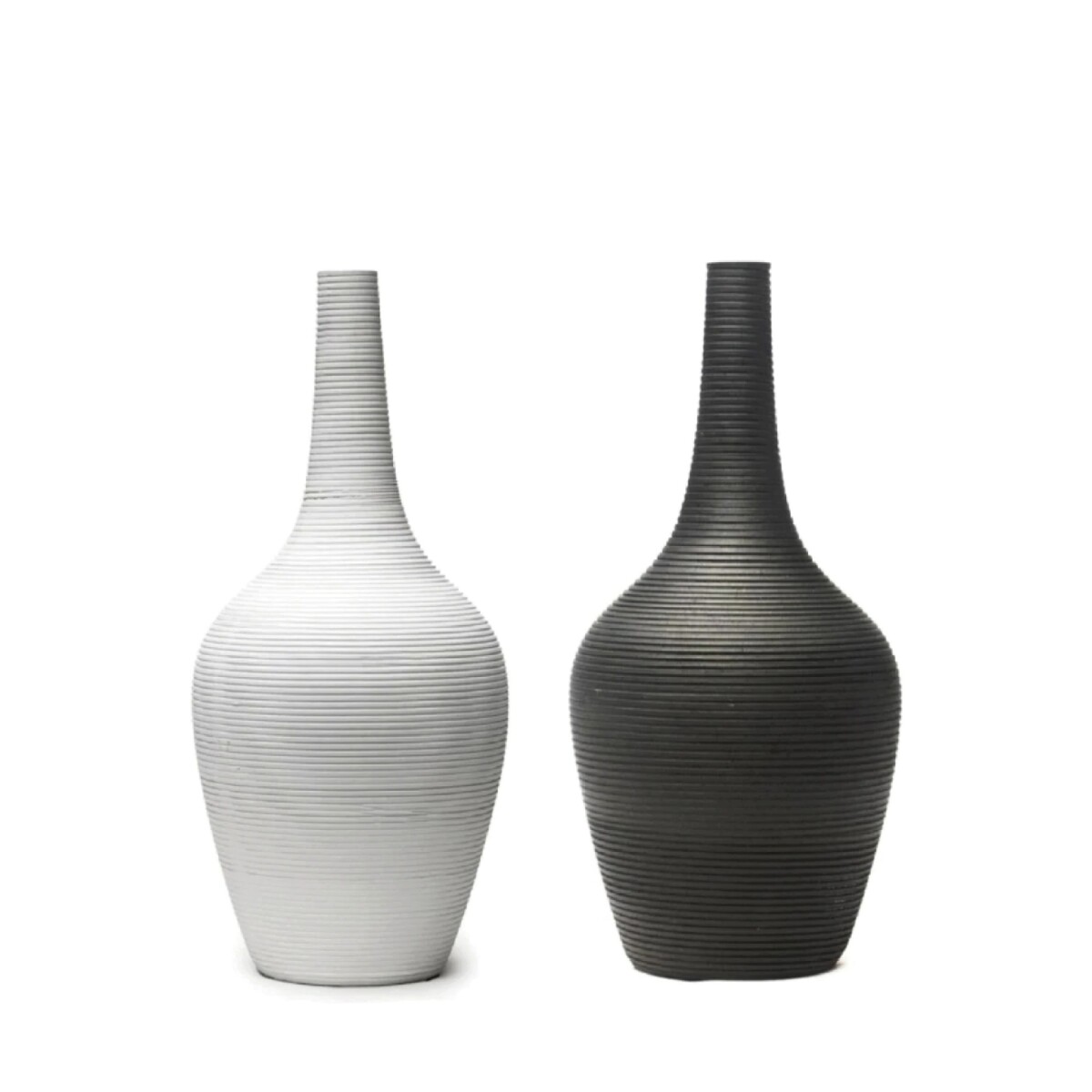 FLORERO CERAMICA D13x25CM BLANCO/NEGRO MATE 