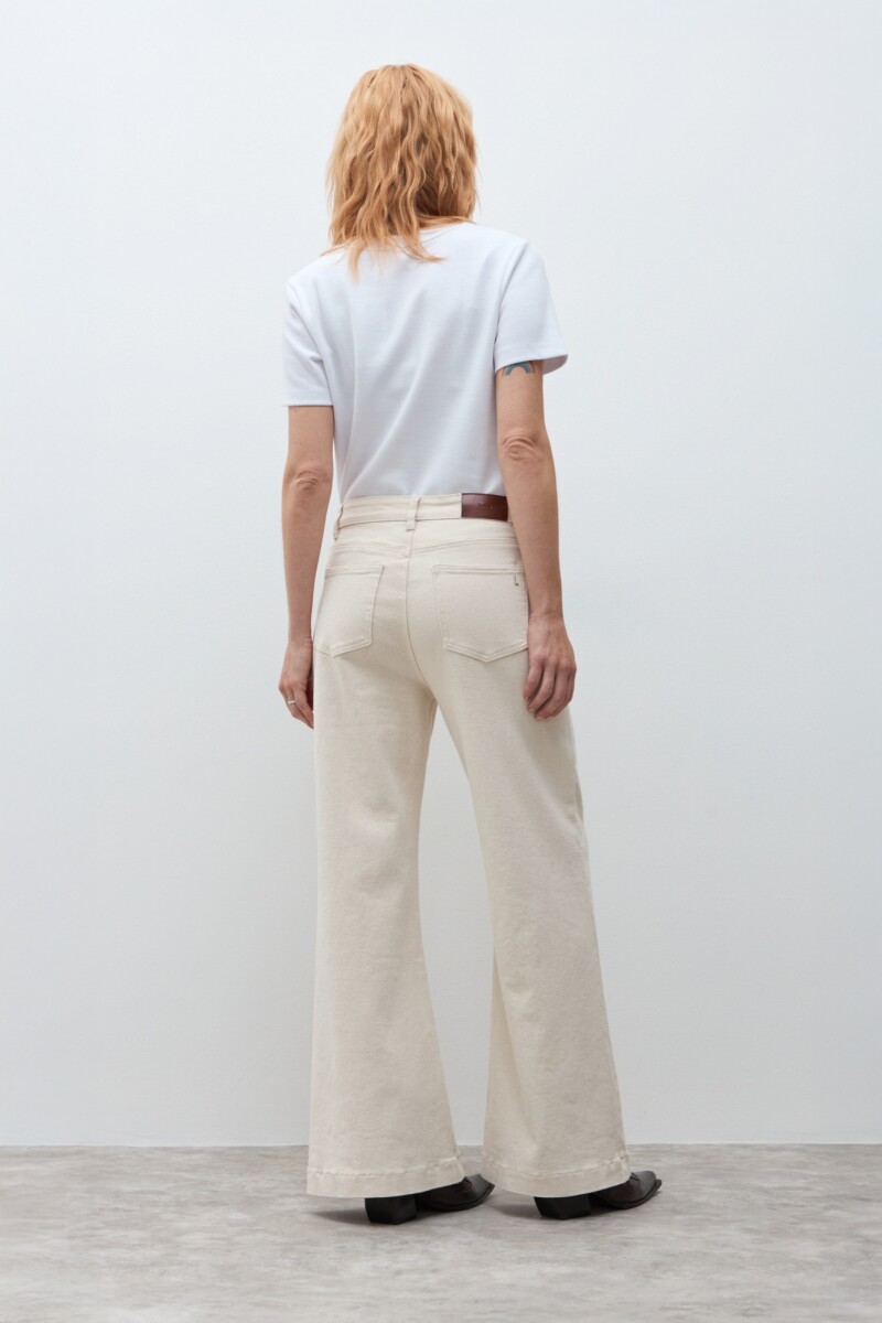 Jean wide leg Aria beige claro