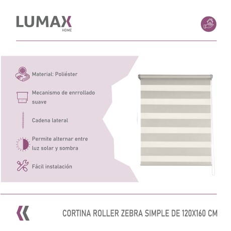 Cortina Roller Zebra Simple Lumax 1.2 X 1.6m Gran Calidad Beige