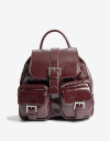 Mochilas Urbanas Mochila Efecto Charol Bordo - Rojo Vino