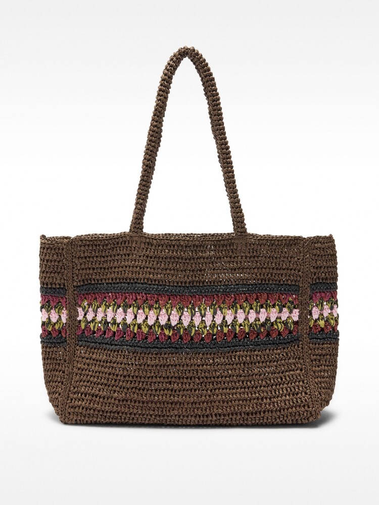Bolso Shopper Efecto Rafia Con Detalle Trenzado marron