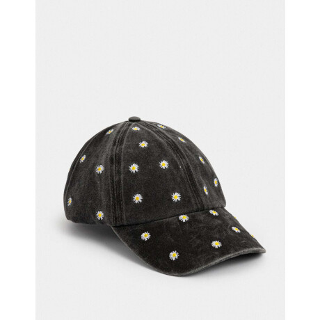 Gorra Bordada Margaritas Negro