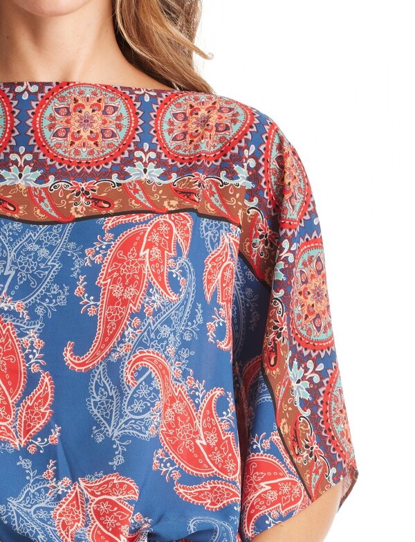 Blusa Gasa Arabescos AZUL/MULTI